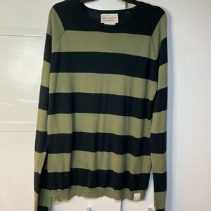 Women’s Striped Navy and Green Sweater